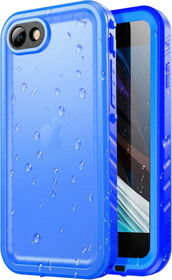 SPORTLINK Waterproof Case for iPhone SE 3rd 2022/2nd 2020/7/8, Full Body Shockproof Dustproof Phone Protector (Blue)