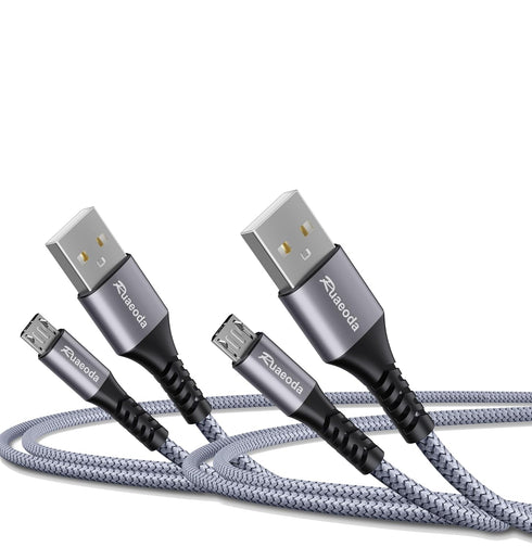Micro USB Cable Android Charger 6ft 2PACK, High Speed 2.0 USB A Male to Micro USB Nylon Braided for PS4