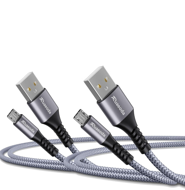 Micro USB Cable Android Charger 6ft 2PACK, High Speed 2.0 USB A Male to Micro USB Nylon Braided for PS4