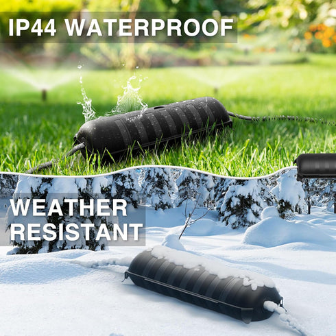 Flemoon Outdoor Extension Cord Safety Cover - Weatherproof Electrical Connection Box for Outlets, Black