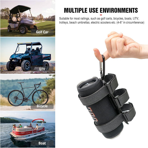 Portable Speaker Mount for Wireless Bluetooth Speakers, Waterproof Adjustable Strap, Fits UTV Golf Cart Bike