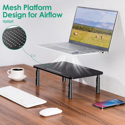 Monitor Stand Risers for 2 Monitors - 3 Height Adjustable Monitor Stand with Pen Holder, Dual Monitor Riser for Office,
