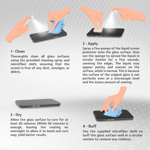SPRAY ON Liquid Glass Screen Protector - Nano protection for up to 10 devices: phones, tablets, smartwatches, scratch &