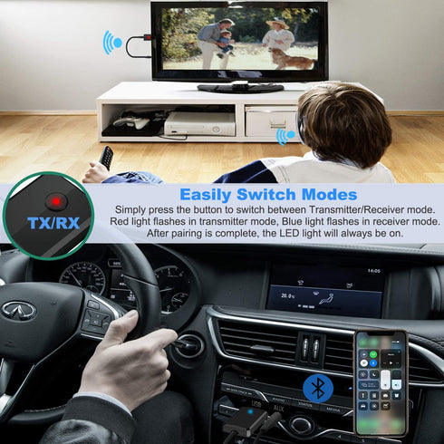Isobel 4-in-1 Mini Wireless Audio Adapter, USB Bluetooth 5.0 Transmitter Receiver, 3.5mm AUX for TV, PC, Speakers,