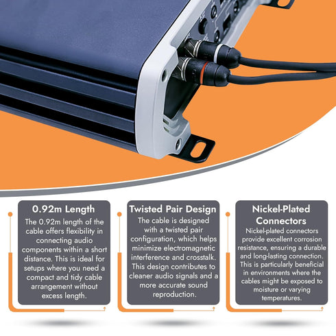 Elite Audio Premium Series 6ft. 2-Channel RCA Cable – Double Shielded, Oxygen Free Copper for Amplifiers & Speakers