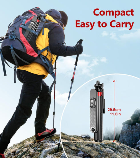 Huryfox 71 inch Selfie Stick Phone Tripod - Tall Cell Phone Holder with Detachable Wireless Remote, Phone Stand