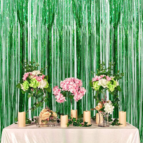 Iridescent Foil Fringe Curtains for Rainforest Jungle Theme Party Supplies, 2 Packs (W) 3.28*(H) 6.56 Ft