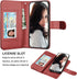 Njjex iPhone 12 Pro Max Wallet Case - 9 Card Slots, PU Leather, Detachable Kickstand (Wine Red)