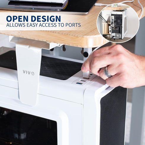VIVO Adjustable Under Desk and Wall Mount for PC, 3.5-7.8 inches Wide, CPU Holder with Swivel, White, MOUNT-PC01W