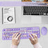 Wireless Keyboard and Mouse Combo, Ergonomic Full Size Typewriter Retro Round Keycaps, Compatible with Windows (Purple)