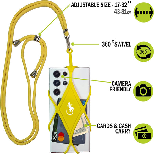 Cell Phone Lanyard Crossbody - by Gecko Cell Phone Lanyards for Around The Neck Compatible with iPhone Neck Holder -