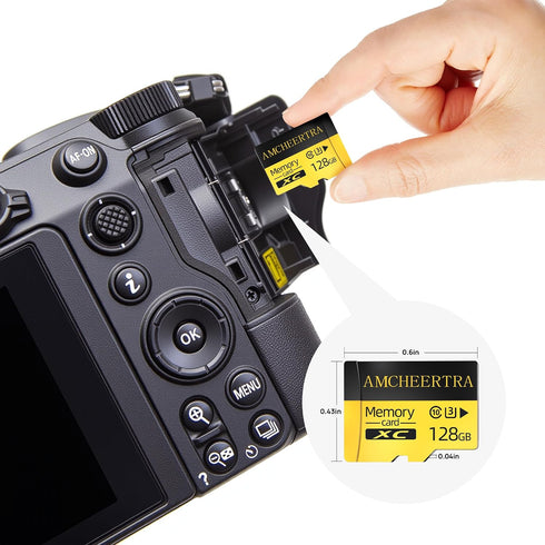 AMCHEERTRA 128GB 4K, 5K 180/140MB/s, C10, U3, A2, MicroSDXC Memory Card, UHD Videos Storing, R/W Up to UHS-I