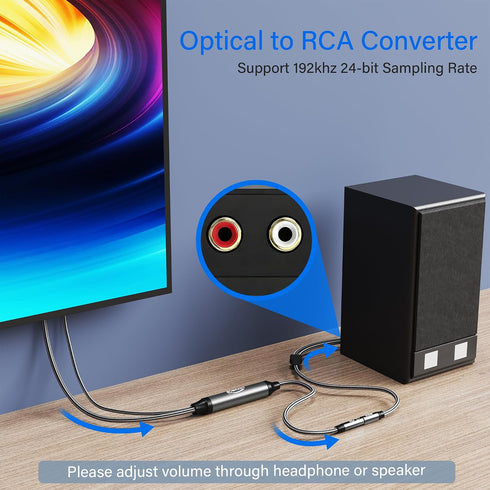 3.5mm 5 192kHz TV/PS4/DVD 2 Elecan Unidirectional Optical Male to AUX Female Audio Converter Cable Ft, DAC