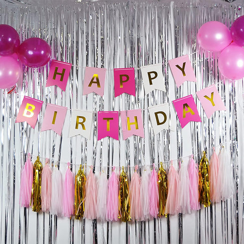 2 Pcs Silver Metallic Tinsel Foil Fringe Curtains, 3.28 ft x 6.56 ft Streamers for Party Decorations Supplies