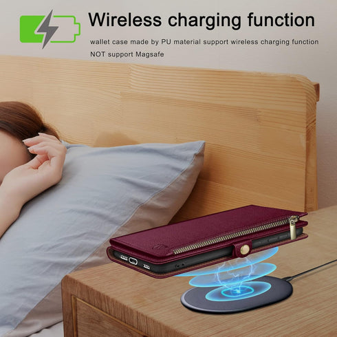 XcaseBar 13 6.1" 13 compatible with iPhone Wallet case with Zipper Credit Card HolderRFID Blocking,Flip Folio Book PU