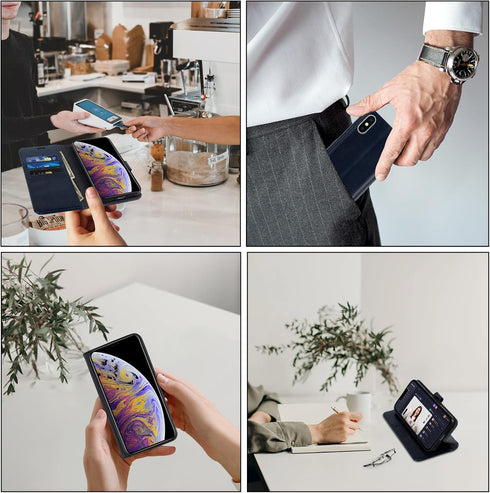 MONASAY Wallet Case for iPhone Xs MAX, 6.5-inch, Glass Screen Protector Included, RFID Blocking Flip Folio Cover