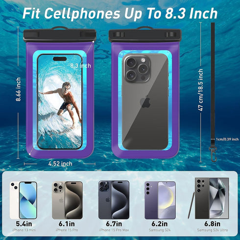 Woyinge Universal Waterproof Case, Cellphone Dry Bag up to 8.3", Beach Cruise Ship Essentials for iPhone, 1 Pack -