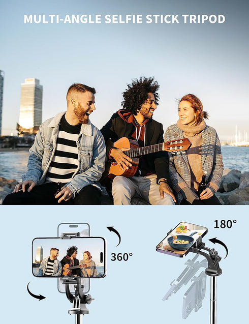71" Phone Tripod & Selfie Stick, All in One Extendable Cell Phone Tripod with Wireless Remote, Compatible with iPhone &