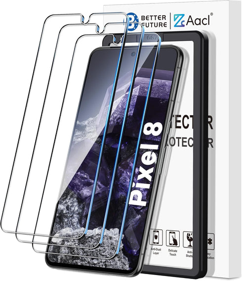 AACL 3-Pack Tempered Glass Screen Protector for Google Pixel 8, 9H Anti Scratch Bubble Free Glass (6.2 inch)