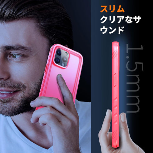 Cozycase Waterproof Case for iPhone 13 Pro, Pink Full Body Dustproof Shockproof Rugged Cover