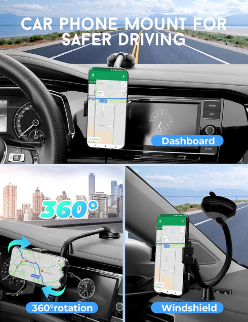 MOKPR Wireless Car Charger, 15W Fast Charging Auto-Clamping Mount, Dashboard Holder for iPhone 15/14/13/12/Samsung