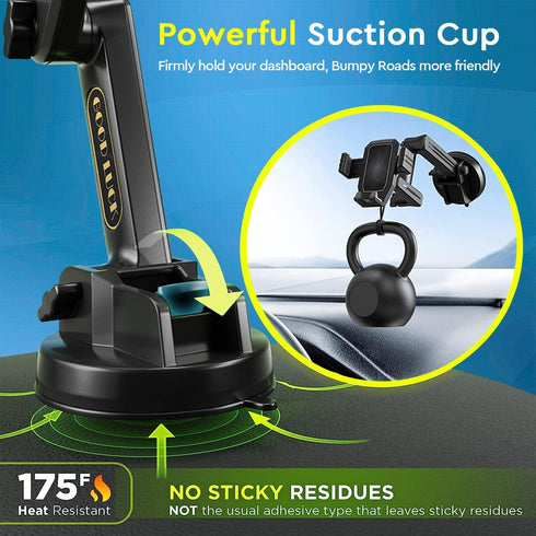 Heavy Duty Phone Mount for Truck, Dashboard Windshield Holder, Suction Cup Phone Mount for Semi Truck, Compatible with