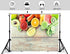 KeyWork 9x9ft Fresh Fruit Smoothie Backdrop Colorful Produce Wooden Table Photography Background for Healthy Themed