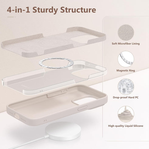 GONEZ iPhone 15 Pro Max Case - Liquid Silicone, Magsafe Compatible, 2X Camera & Screen Protectors, Soft Anti-Scratch