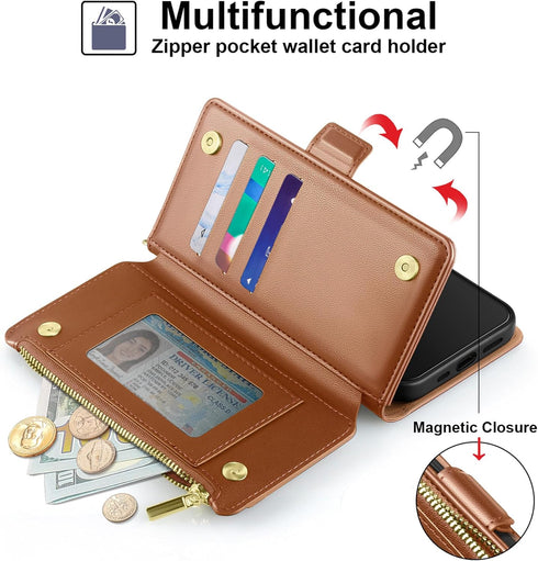 Antsturdy 12 12 6.1",Light Compatible with iPhone Wallet Case,RFID Blocking PU Leather Phone Case Women Men Kickstand