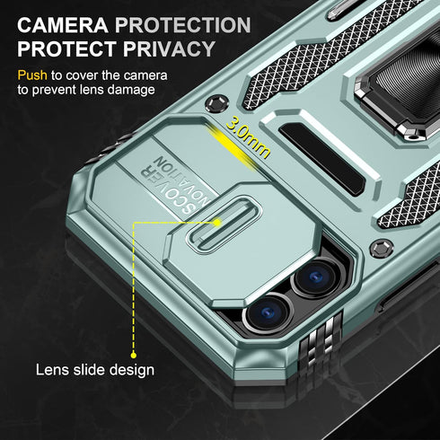iPhone 11 Case by SunStory (Z_Green) - Military-Grade, HD Screen Protector, Slide Camera Cover & Kickstand.
