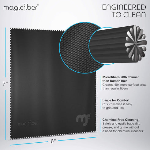 MagicFiber 2 PACK Microfiber Cleaning Cloths for Glasses, Lens, Screens & More