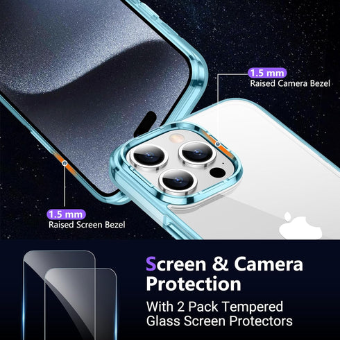 Temdan iPhone 15 Pro Max Case, Clear, Non-Yellowing, Military-Grade Drop Protection, Slim Thin Shockproof Cover