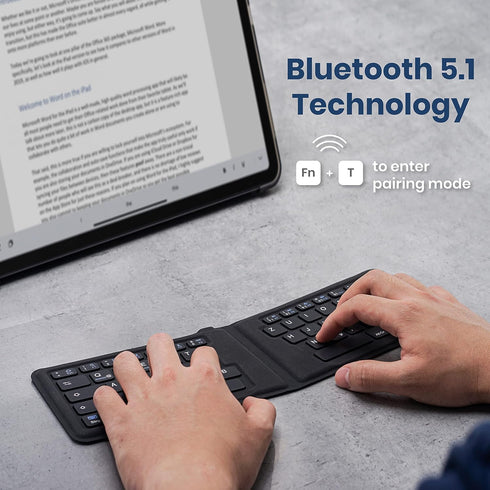 Perixx PERIBOARD-805E US Wireless Foldable Ergonomic Bluetooth Keyboard, Ultra-Thin X Type Keys for iOS, Android,