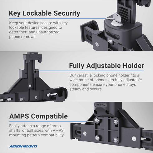 ARKON Mounts SM090 Universal Locking Phone Holder with Key Lock - Bulk