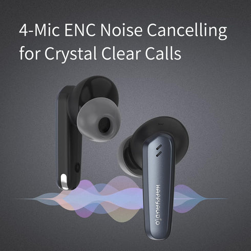 S4 Wireless Earbud, Bluetooth 5.2 Headphones with Hybrid ANC+ENC, IPX5 Water Resistant, 24Hrs Playtime (Black)