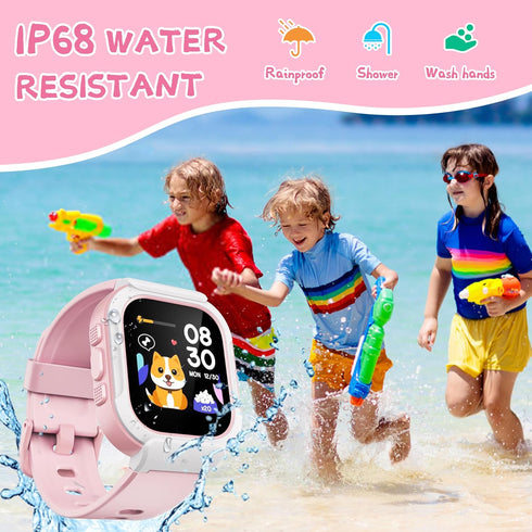 Kids Smart Watch - IP68 Waterproof Fitness Tracker with DIY Watch Face for Ages 5-12