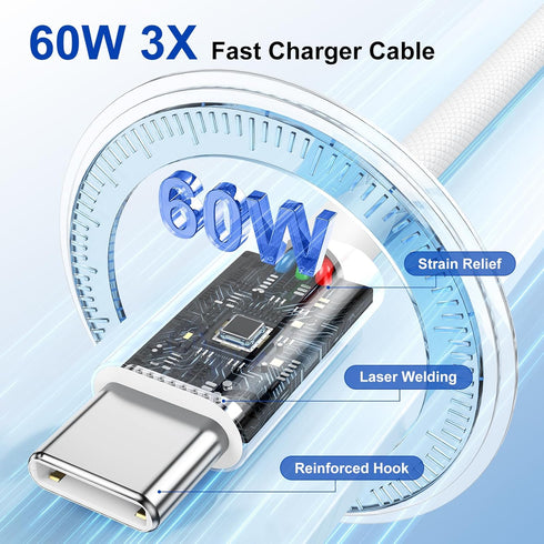 USB C to USB C for Apple iPhone 15 Charger Cable, 3-Pack 10ft Fast Long Charging Cord for iPhone 15/Pro/Plus