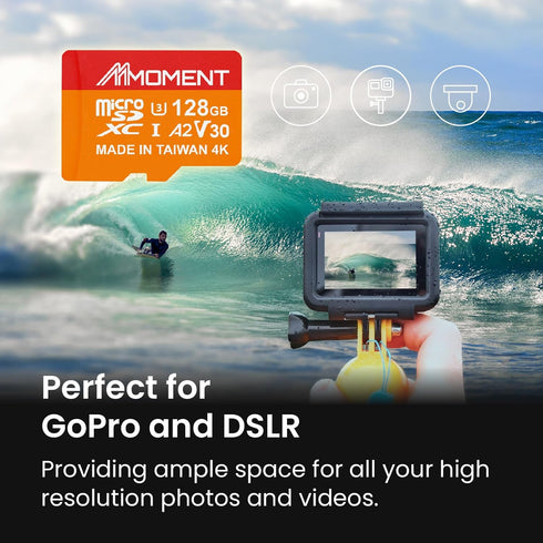 MMOMENT 128GB Micro SDXC Card MM23, A2, UHS-I, U3, V30, Class 10, Read Speed Up to 160 MB/s