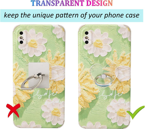 Transparent Heart Rhinestone Cell Phone Ring Holder, Bling Bling Sparkle Pink Diamond Grip Stand (Silver/Rose Gold)