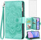 Asuwish Phone Case for Samsung Galaxy A15 5G, Wallet Cover with Tempered Glass Screen Protector, Green