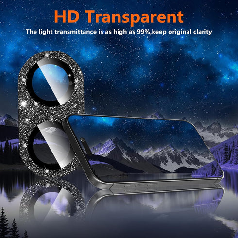 ShinKin 16/iPhone 16 9H 16/iPhone 16 Camera Lens Protector for iPhone Plus, Bling Glitter Camera Cover with Tempered