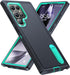 BaHaHoues Samsung Galaxy S24 Ultra Case, Dark Blue/Aqua Blue, with Built-in Kickstand, Shockproof/DropProof Military