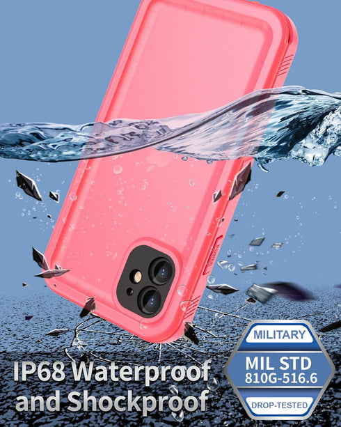 SPORTLINK Pink Waterproof Shockproof Case for iPhone 11, Full Body Heavy Duty Underwater Dustproof Protection