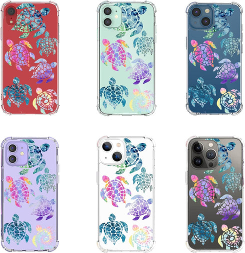 Sea Turtles iPhone 11 Case,Ocean Creatures Pattern Design for Women Men,Soft Transparent TPU Bumper Case for iPhone 11