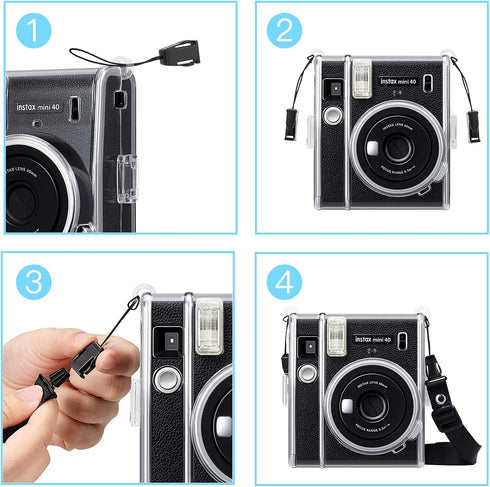 Fintie Clear Protective Case for Fujifilm Instax Mini 40 Instant Film Camera with Removable Shoulder Strap
