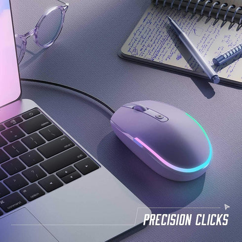 seenda Wired Mouse - USB Computer Mice Wired with RGB Backlit Optical LED Mouse with Attached USB Cord for Laptops