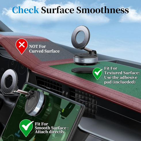 PlusAcc 360Rotatable 16/15/14/13 Vacuum Magnetic Phone Holder for Car, Suction Cup Phone Mount for MagSafe, Strong