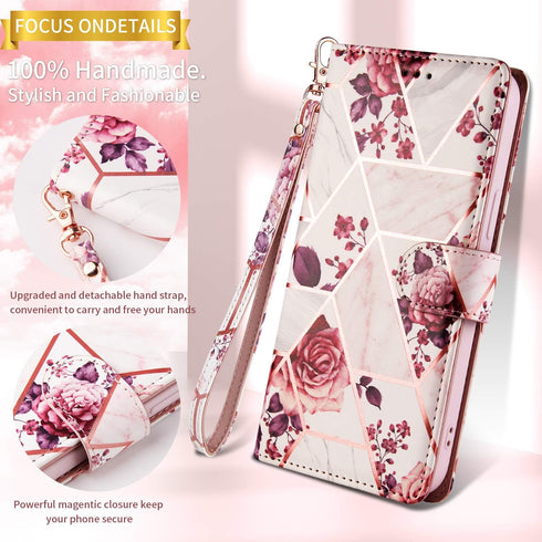 Asuwish Compatible with Samsung Galaxy S9 Plus Rose Gold Wallet Case with Tempered Glass Protector, Leather Flip Cover