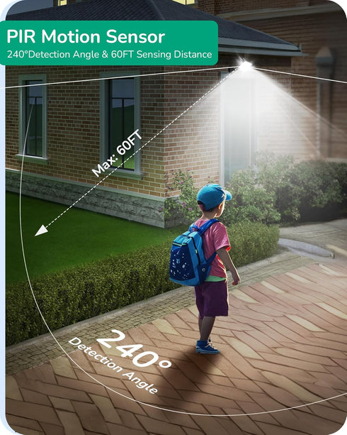EDISHINE Outdoor Motion Sensor, 240° Detection Range & 60FT Detection Distance, Dusk to Dawn