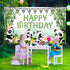 Cartoon Panda Birthday Decorations, Panda Backdrop for Party Supplies, Green Bamboo Background for Kids Birthday Party